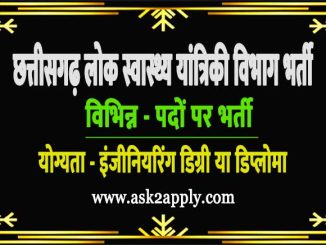 Cg PHED Vacancy 2022 Ask to Apply Chhattisgarh PHE Department Recruitment for Civil Engineering Bharti Form through asktoapply.in