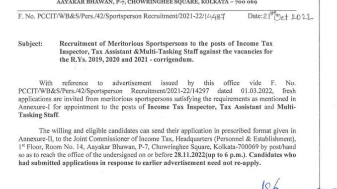 Income Tax Vacancy 2022 Ask to Apply Income Tax Department Recruitment for MTS Bharti Form through asktoapply.in govt job news