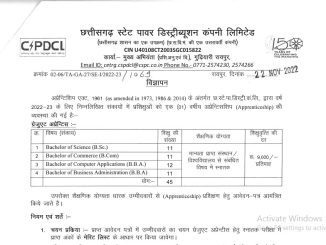 CSPHCL Vacancy 2022 Ask to Apply Chhattisgarh State Power Holding Company Limited Recruitment for Apprentice Bharti Form through asktoapply.in