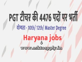 HPSC Vacancy 2022 Ask to Apply Haryana Public Service Commission Recruitment for PGT Bharti Form through asktoapply.in latest govt job in india