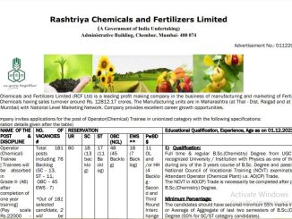 RCFL Vacancy 2022 Ask to Apply Rashtriya Chemicals & Fertilizers Limited Recruitment for Operator Bharti Form through asktoapply.in
