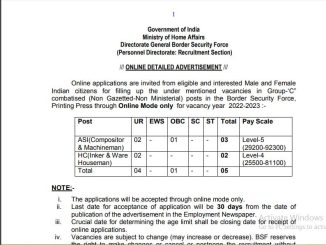 BSF Vacancy 2022 Ask to Apply Border Security Force Recruitment for ASI Bharti Form through asktoapply.in latest govt job in india