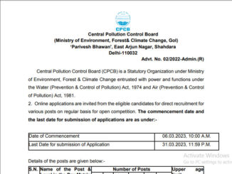 CPCB Vacancy 2022 Ask to Apply Central Pollution Control Board Recruitment for Scientist Bharti Form through asktoapply.in
