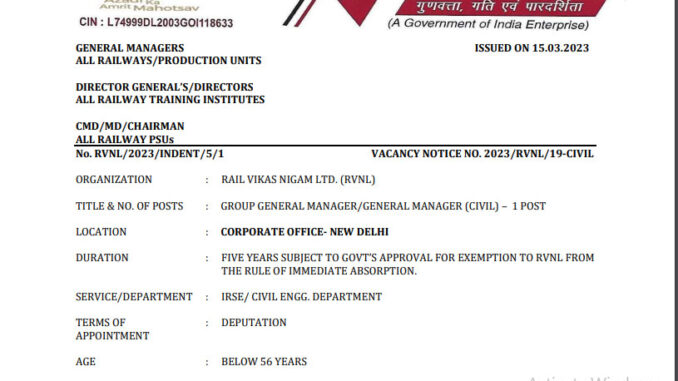 RVNL Vacancy 2022 Ask to Apply Rail Vikas Nigam Limited Recruitment for Executive Bharti Form through asktoapply.in latest govt job in india