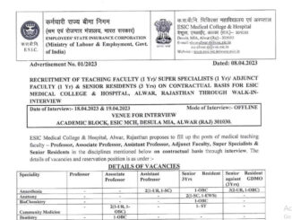ESIC Vacancy 2022 Ask to Apply Employees State Insurance Corporation Recruitment for Assistant Professor Bharti Form through asktoapply.in