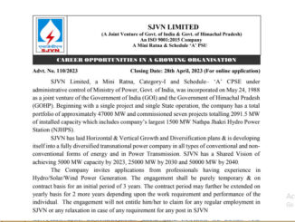 SJVN Vacancy 2022 Ask to Apply Satluj Jal Vidyut Nigam Limited Recruitment for Field Engineer Bharti Form through asktoapply.in