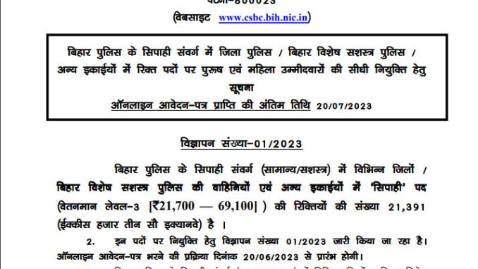 Bihar Police Vacancy 2022 Ask to Apply Bihar Police Recruitment for Constable Bharti Form through asktoapply.in latest govt job in india