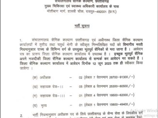 Cg Sainik Welfare Department Vacancy 2023 Ask to Apply District Sainik Welfare Society Raipur Recruitment for Assistant Grade Bharti Form through