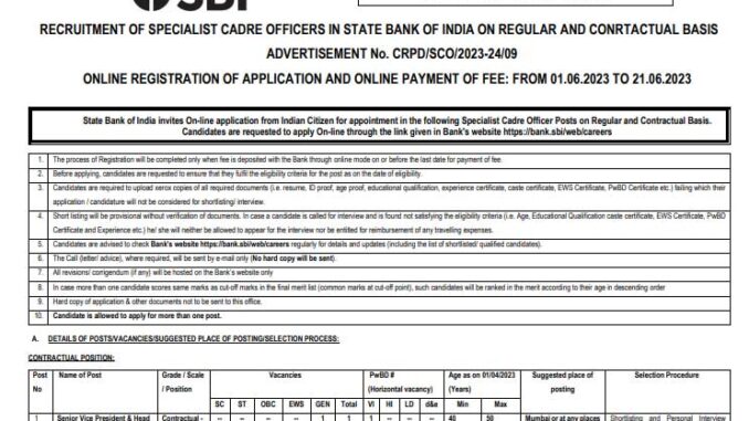 SBI Vacancy 2022 Ask to Apply state Bank of India Recruitment for Chief Manager Bharti Form through asktoapply.in latest govt job in india